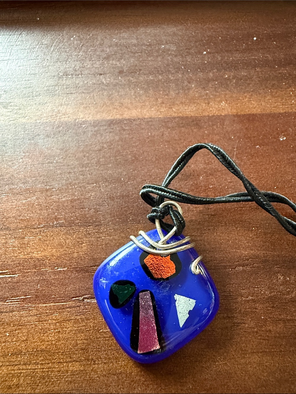 Handmade Blue Glass Pendant Necklace